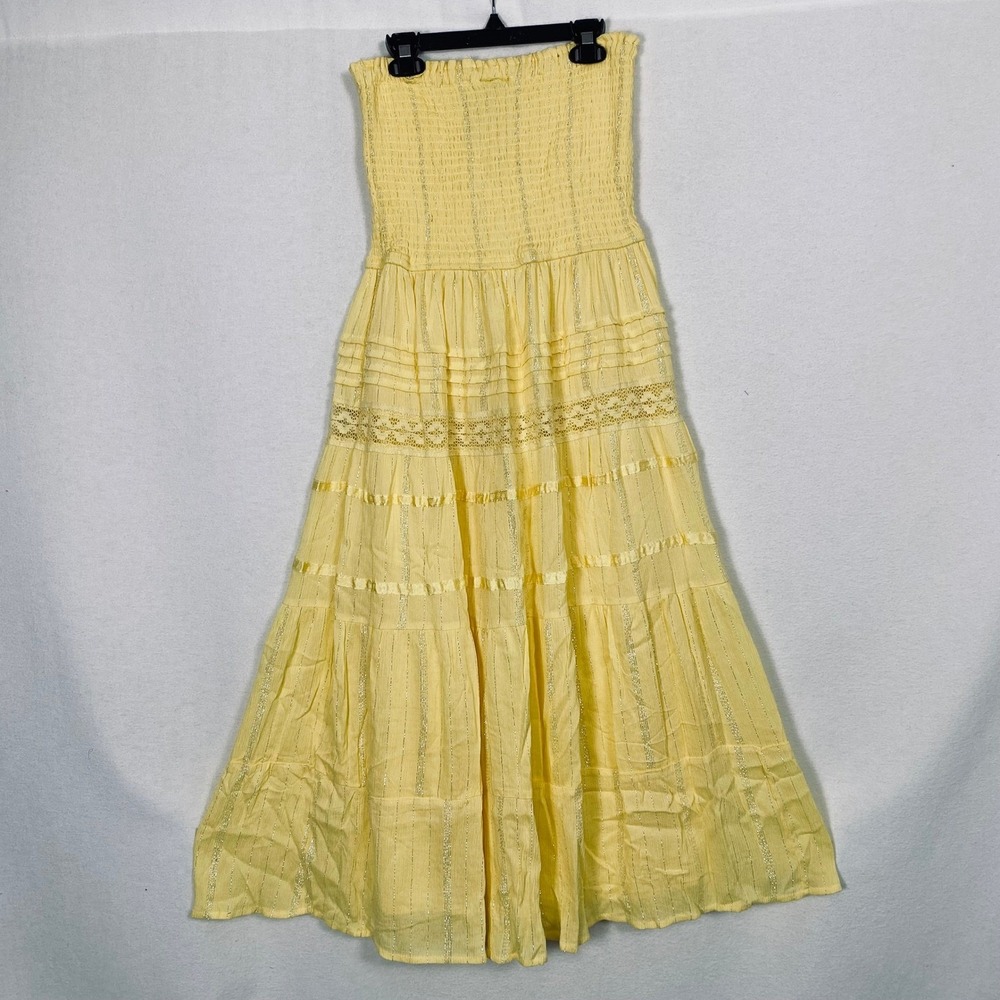 Anthropologie Spee Medium Midi Dress Butter Yellow Cottagecore Coquette Feminine - Picture 5 of 6